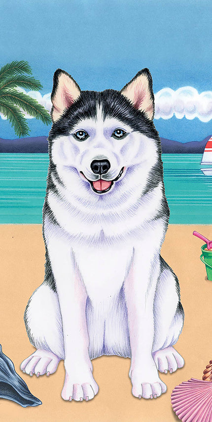 Siberian Husky Bath Beach Towel