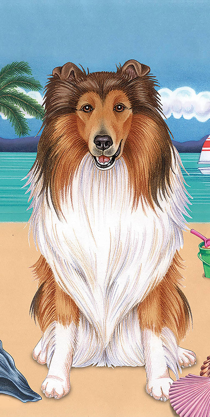 Collie Bath Beach Towel