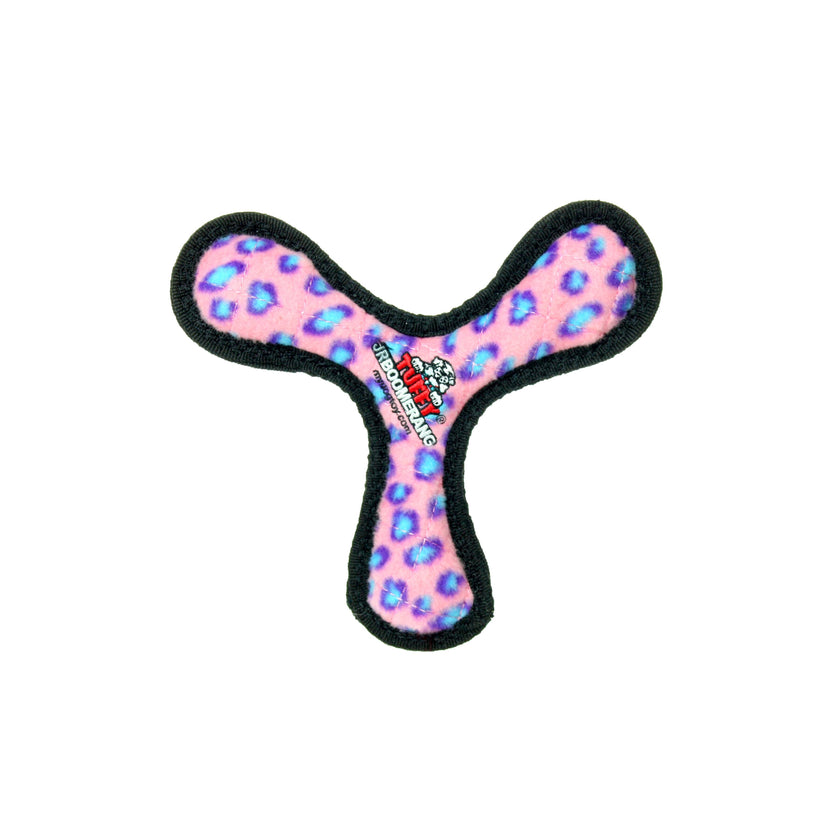 Tuffy Jr Boomerang - Pink Leopard, Durable, Squeaky Dog Toy