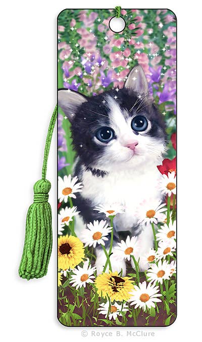 Kitten Flowerbed 3D Royce Bookmark