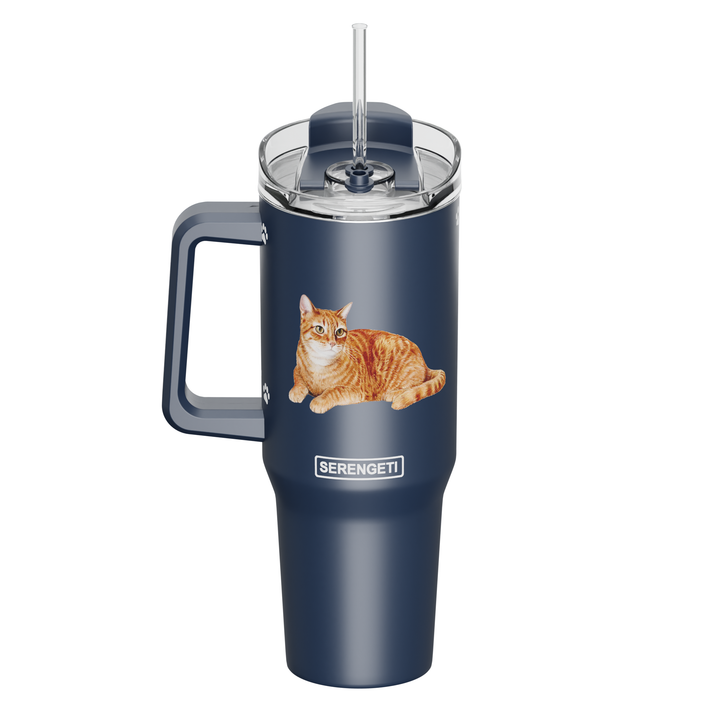 Orange Tabby Cat 40 oz Tumbler with Handle and Straw Lid