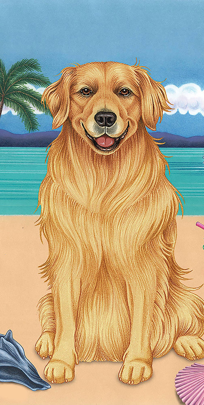 Golden Retriever Bath Beach Towel