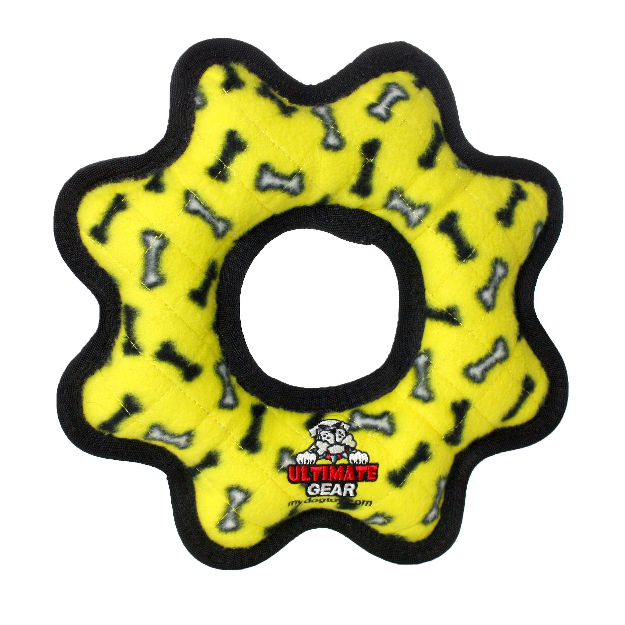 Tuffy Ultimate Gear Ring - Yellow Bone, Squeaky Dog Toy