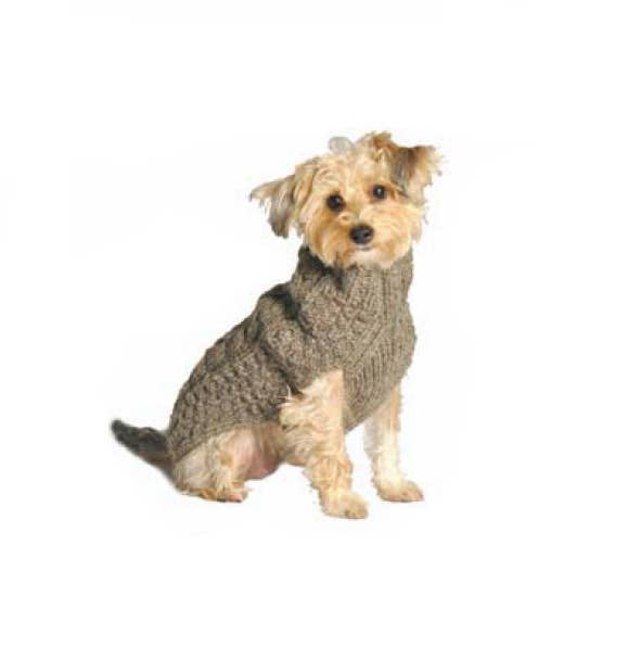 Gray Cable Knit Wool Dog Pet Sweater