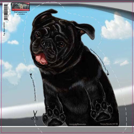 Pug - Black - Dogs On The Move Window Decal